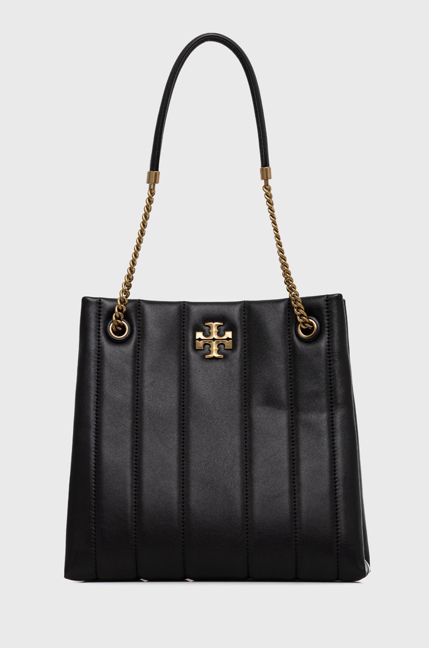 

Кожена чанта Tory Burch в черно, Черен