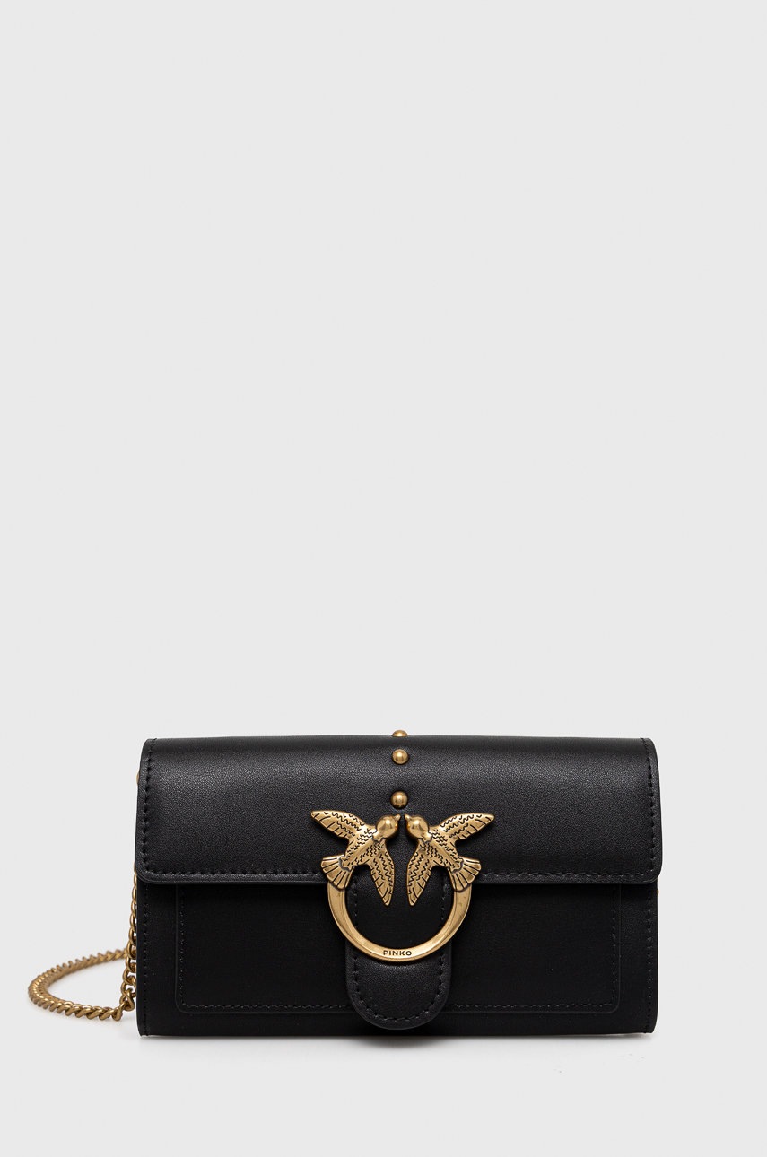

Кожен портфейл Pinko в черно, Черен