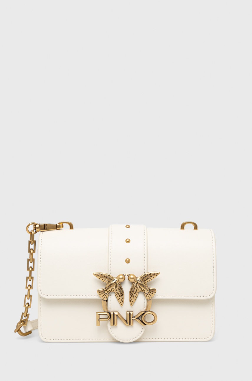 

Кожена чанта Pinko в бяло, Бял