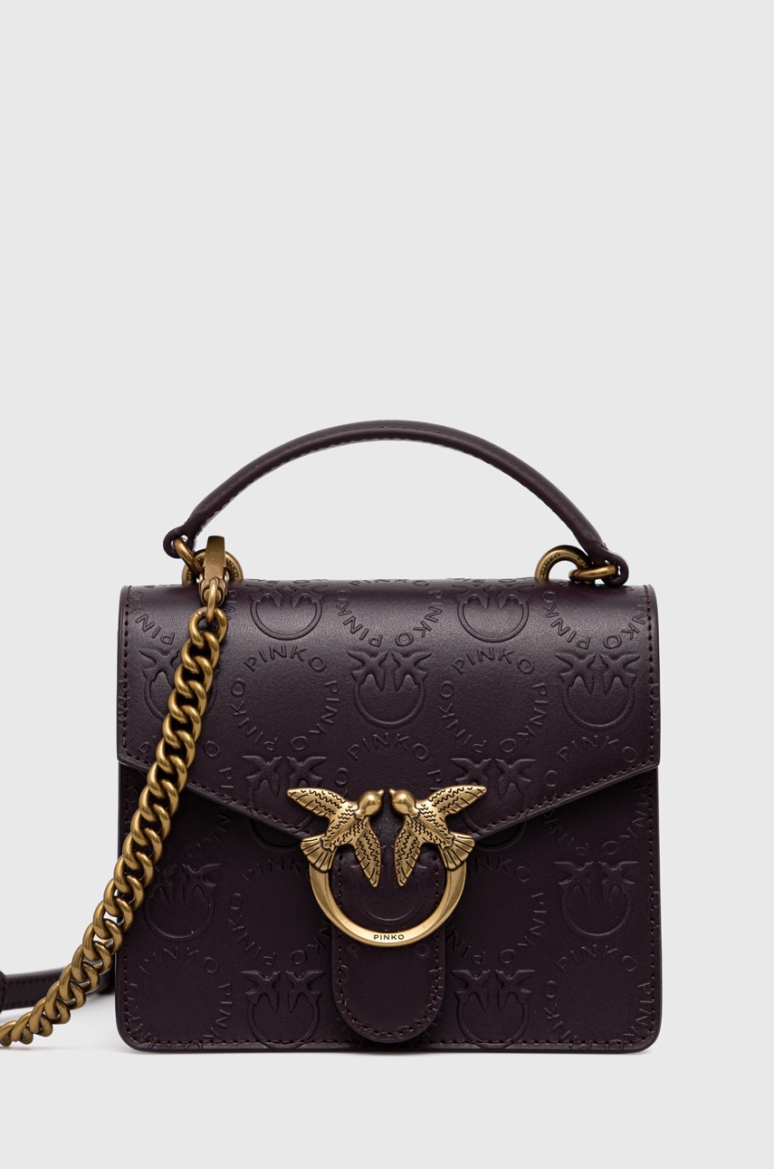 

Кожена чанта Pinko в сиво, Виолетов