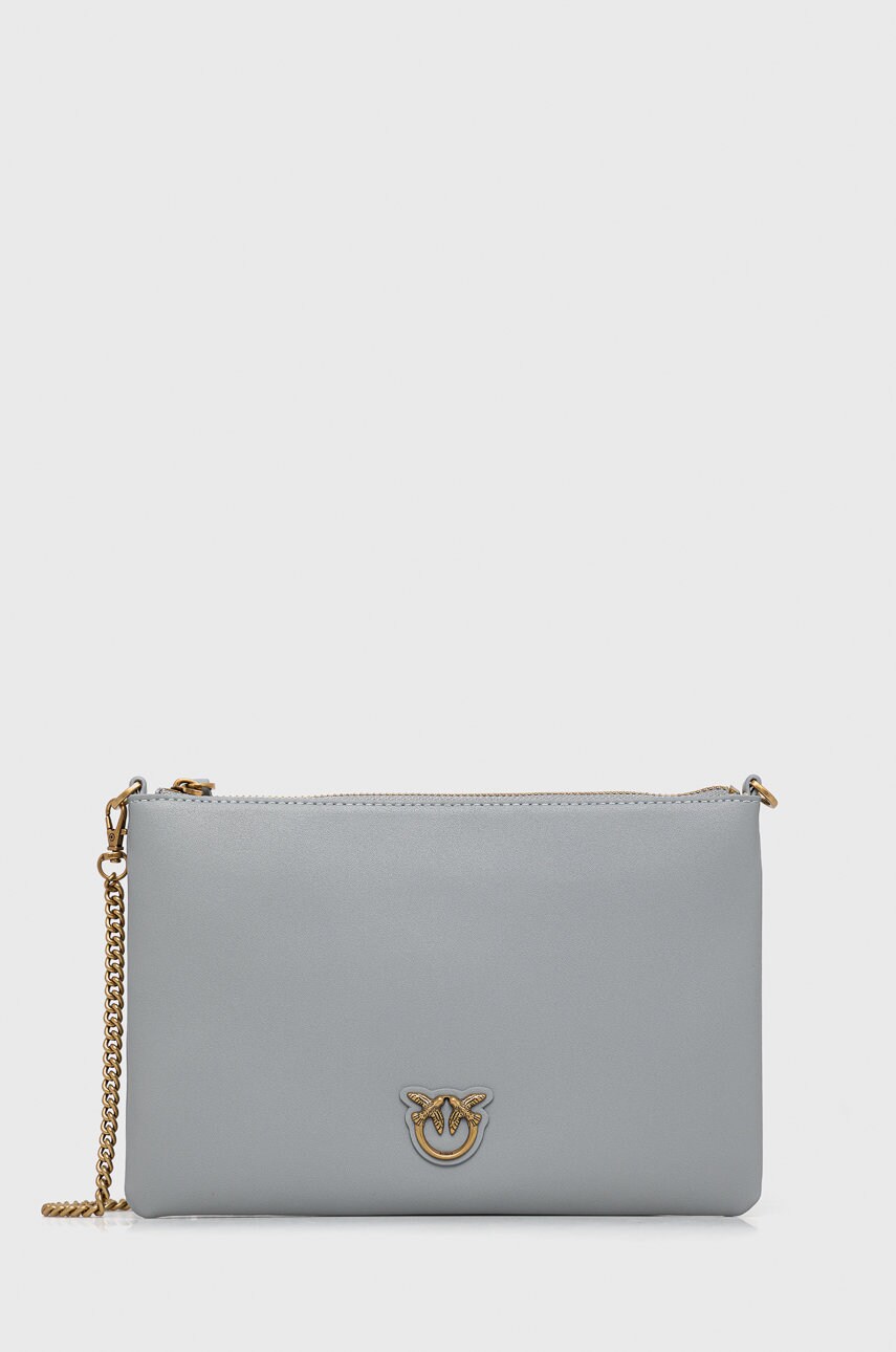 

Кожена чанта Pinko в сиво, Сив