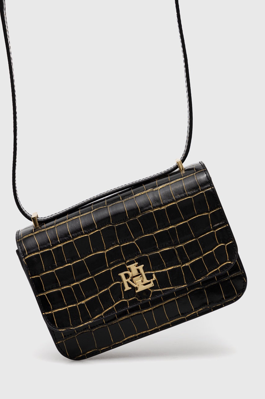 

Кожена чанта Lauren Ralph Lauren в черно, Черен