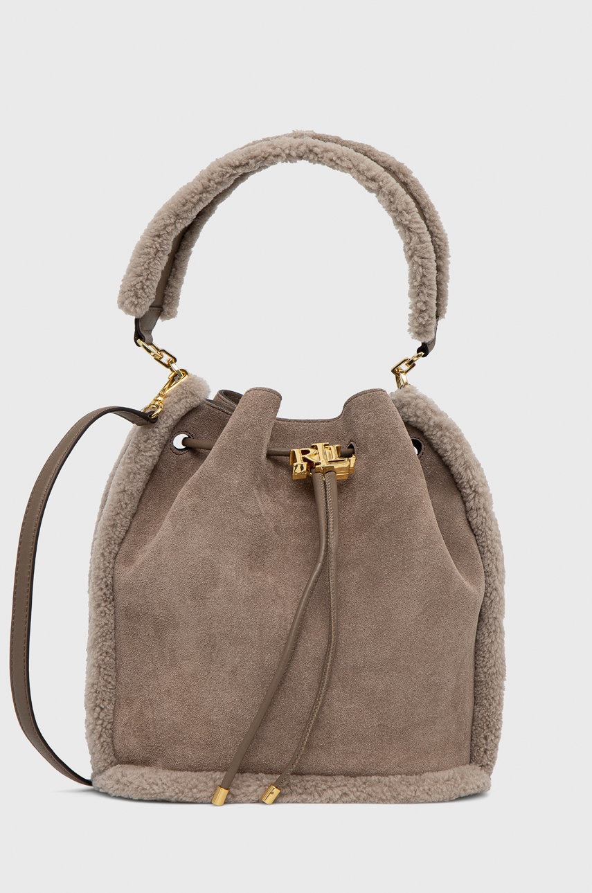 

Велурена чанта Lauren Ralph Lauren в бежово, Бежов