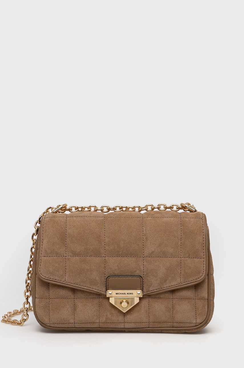 Michael michael kors geanta de mana din piele intoarsa culoarea bej