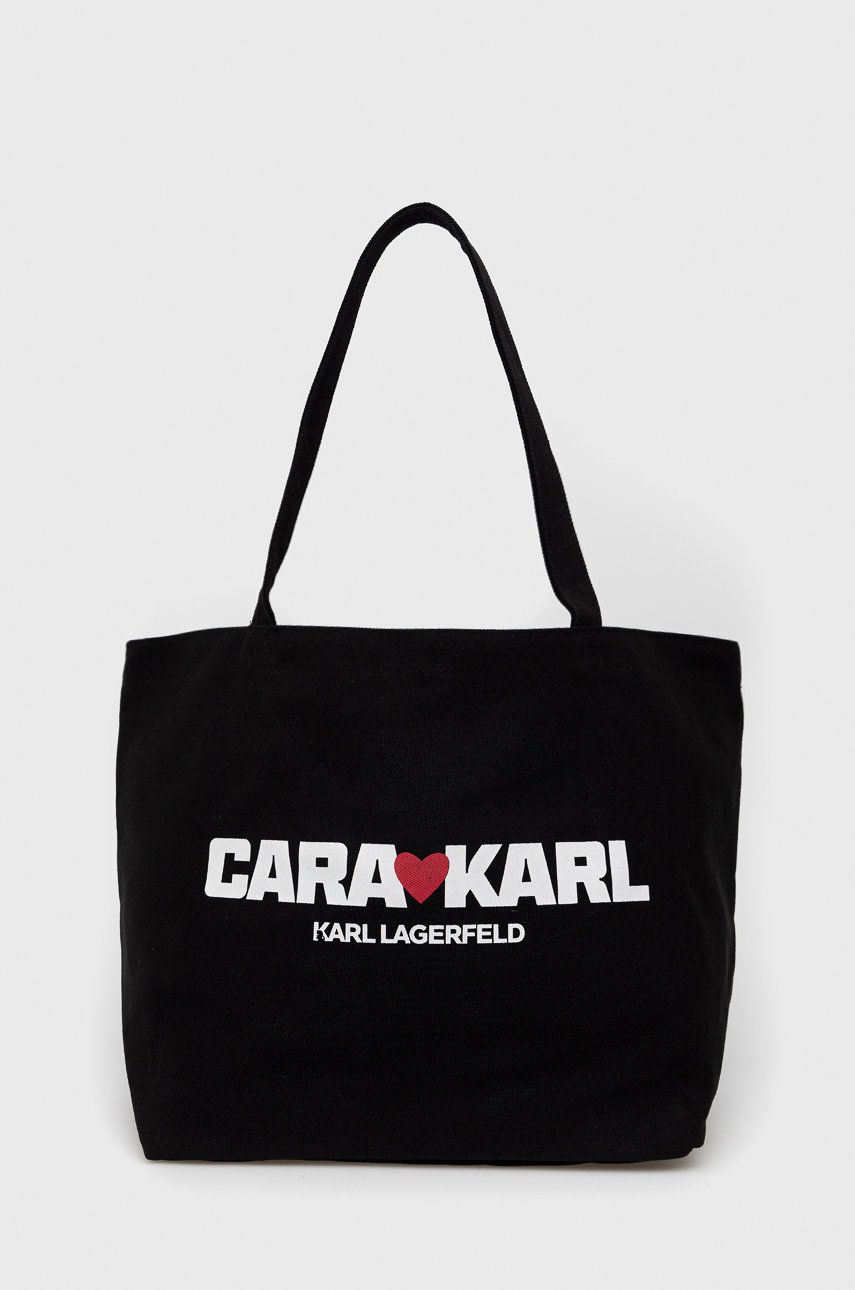 Karl Lagerfeld poseta Karl Lagerfeld X Cara Delevingne culoarea negru