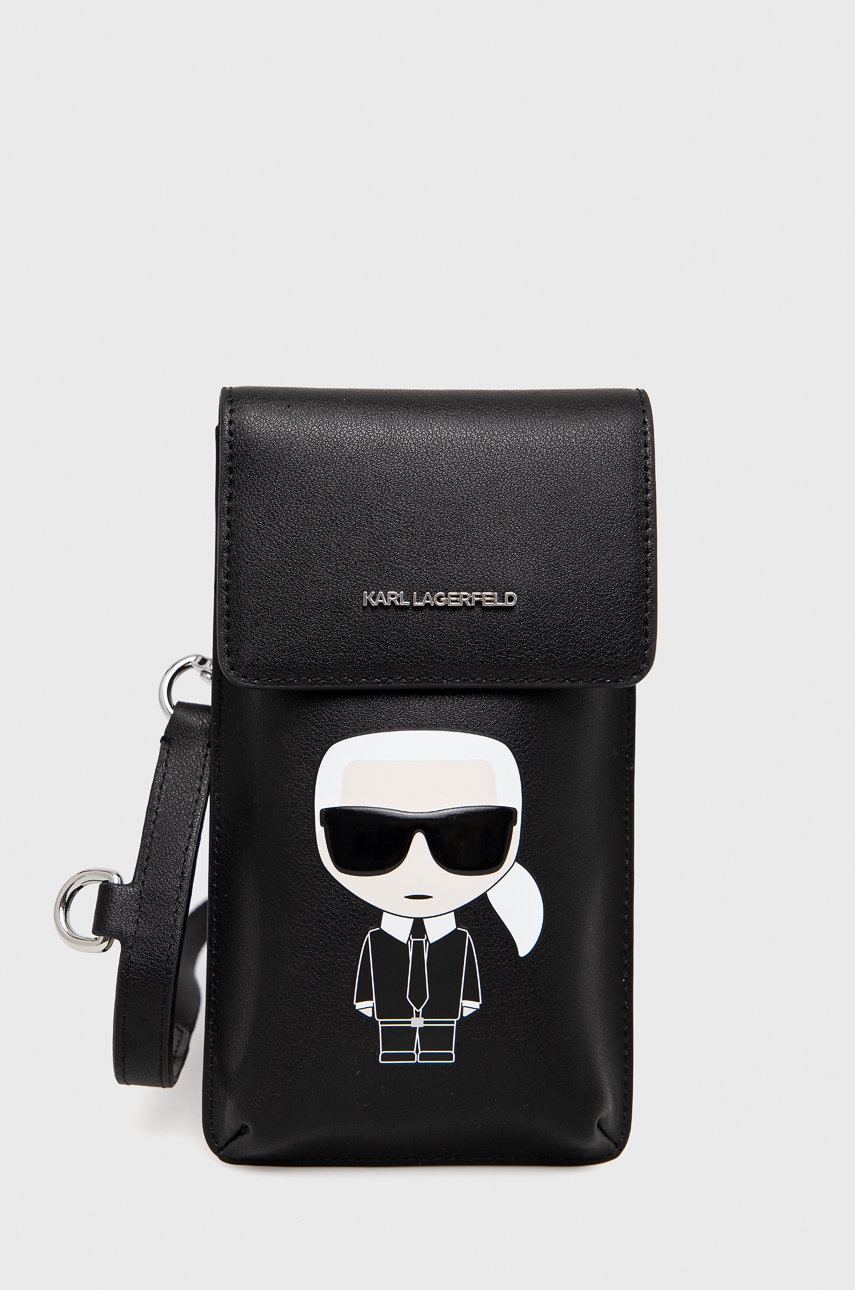 Karl lagerfeld husa din piele pentru telefon culoarea negru