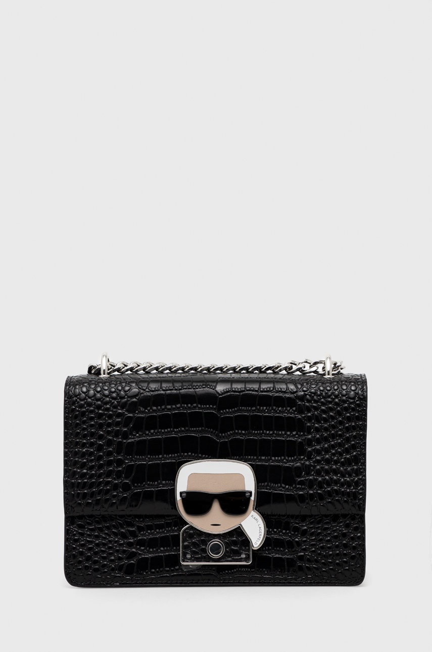 

Кожена чанта Karl Lagerfeld в черно, Черен