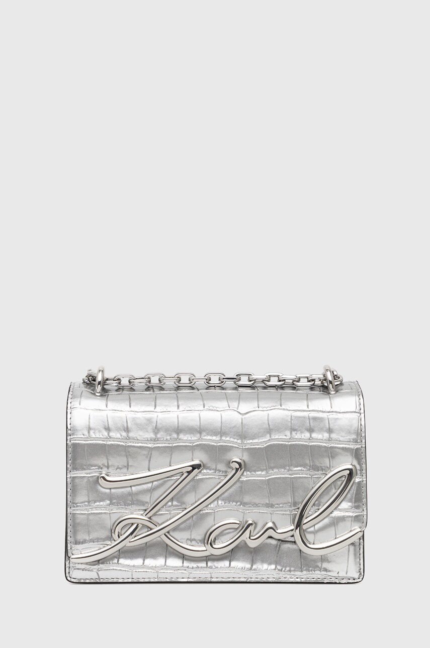 Karl lagerfeld poseta de piele culoarea argintiu