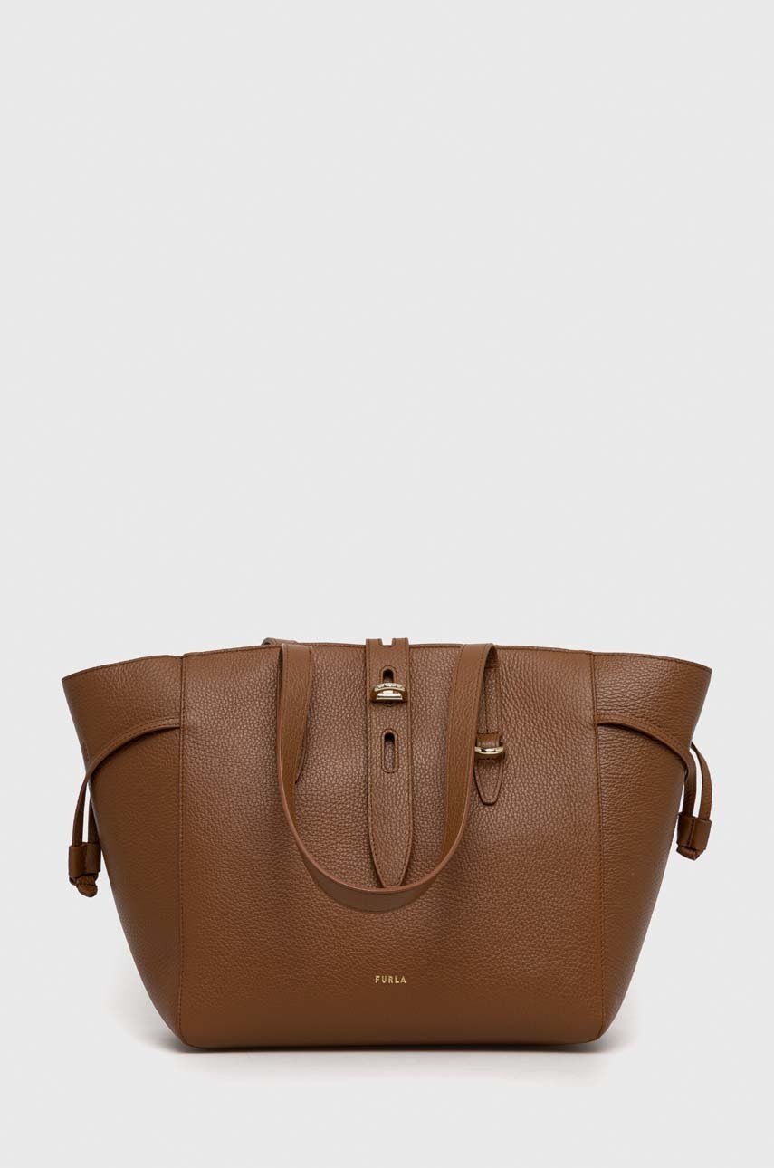 

Кожена чанта Furla Net в кафяво, Кафяв