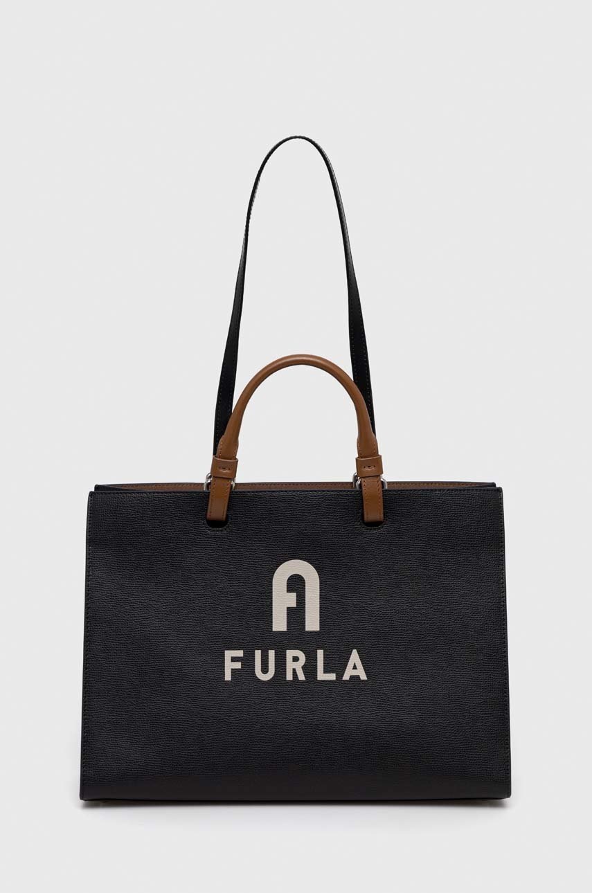 

Кожена чанта Furla Varsity в черно, Черен