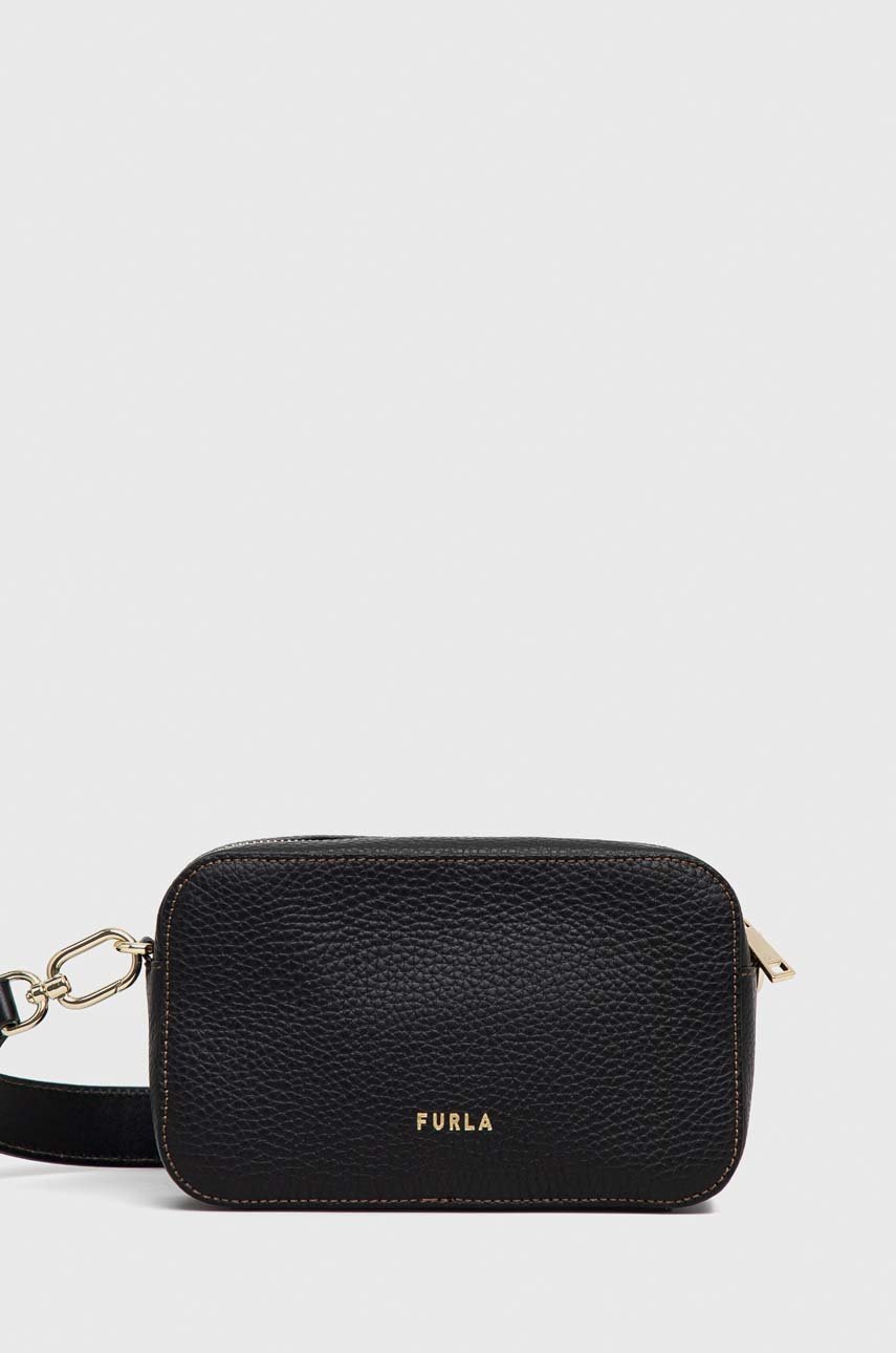 

Кожена чанта Furla primula в черно, Черен