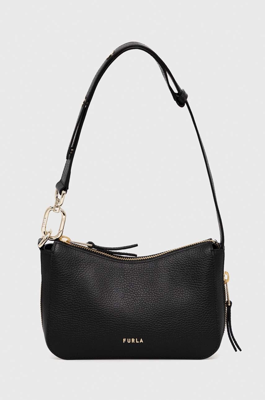 

Кожена чанта Furla Vitello в черно, Черен