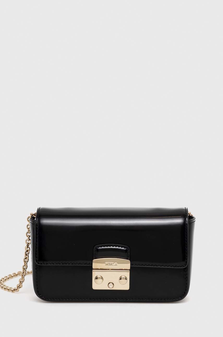 

Кожена чанта Furla Vitello в черно, Черен