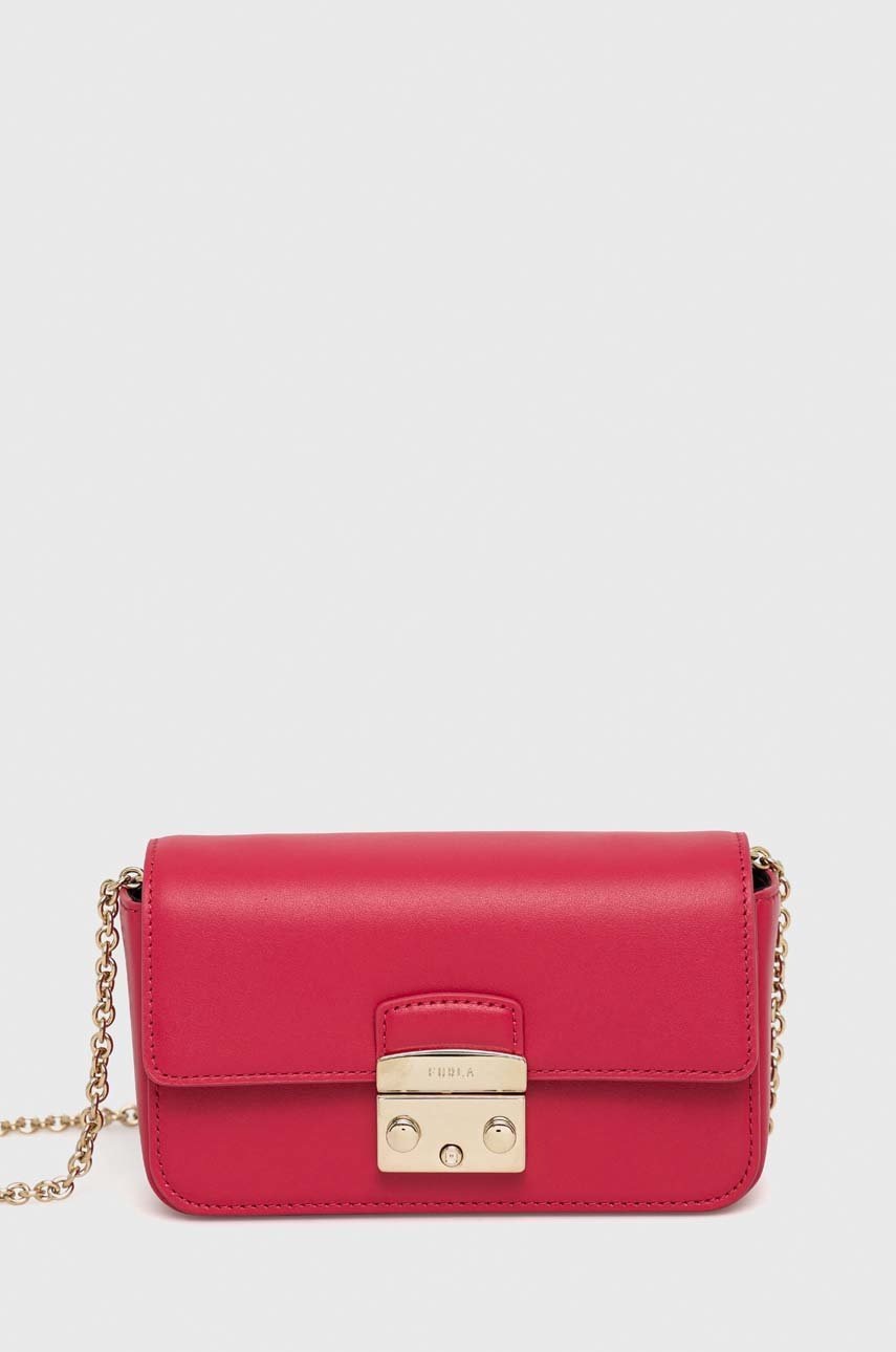 

Кожена чанта Furla Metropolis в розово, Розов