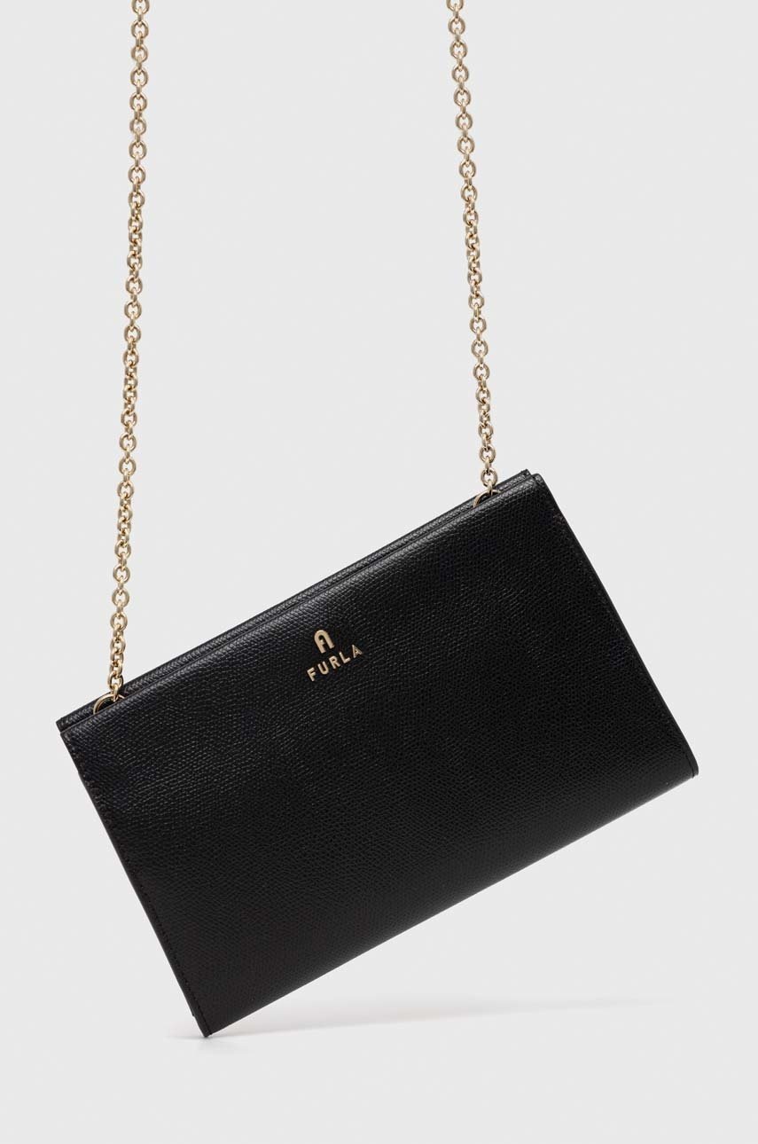 

Кожен клъч Furla Camelia в черно, Черен
