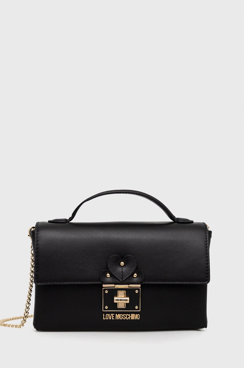 

Кожена чанта Love Moschino в черно, Черен