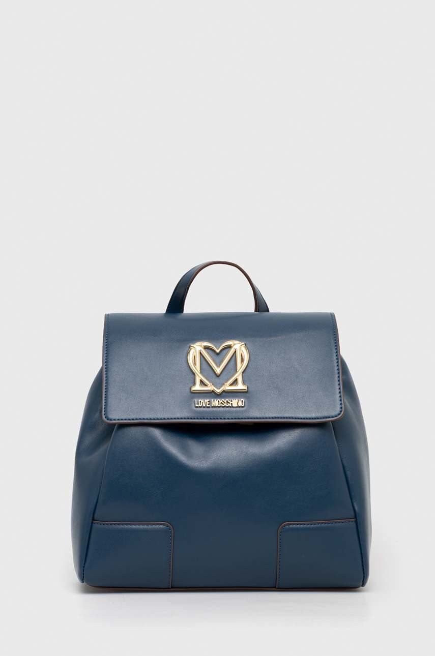 Love moschino rucsac femei, culoarea albastru marin, mic, cu imprimeu