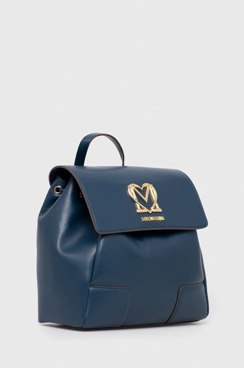 

Рюкзак Love Moschino жіночий колір синій малий з аплікацією