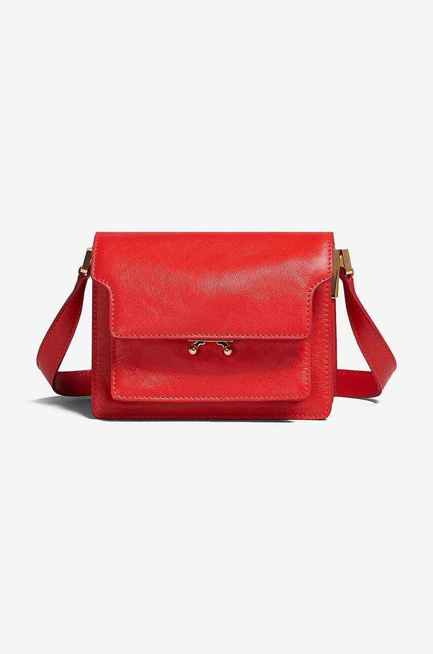 Marni poșetă de piele Marni Shoulder Bag SBMP0075Y0 P2644 culoarea maro SBMP0075Y0.P2644-navy