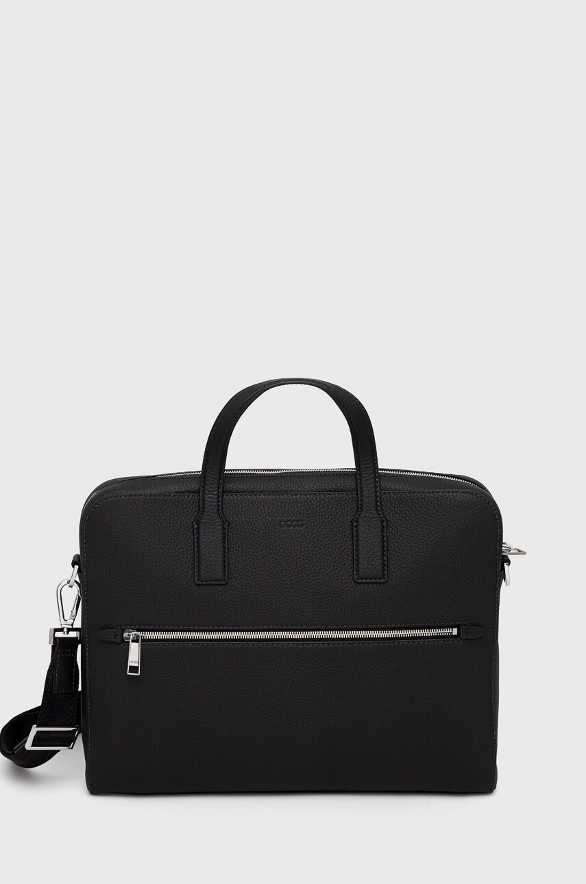 Boss geanta pentru laptop din piele culoarea negru