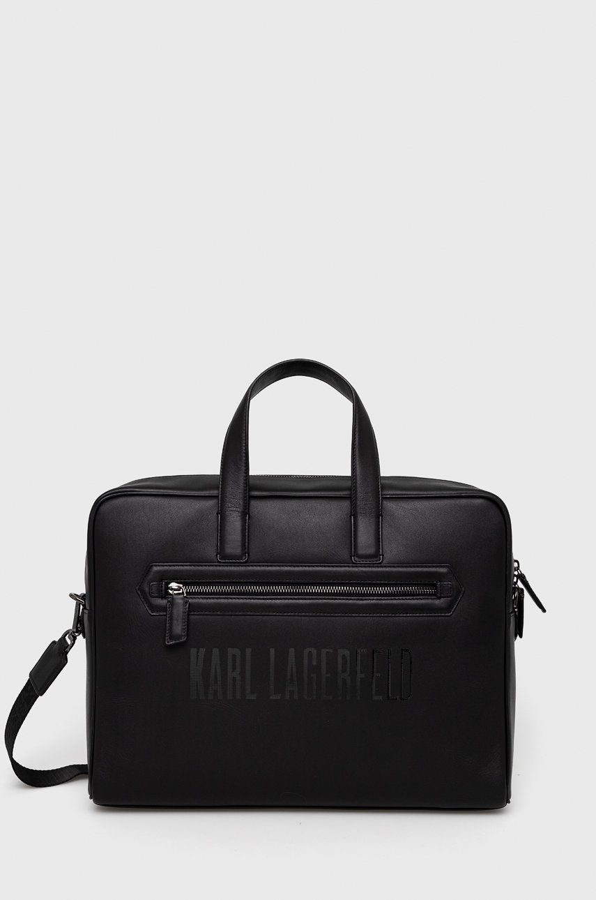 Karl Lagerfeld geanta de piele culoarea negru image3