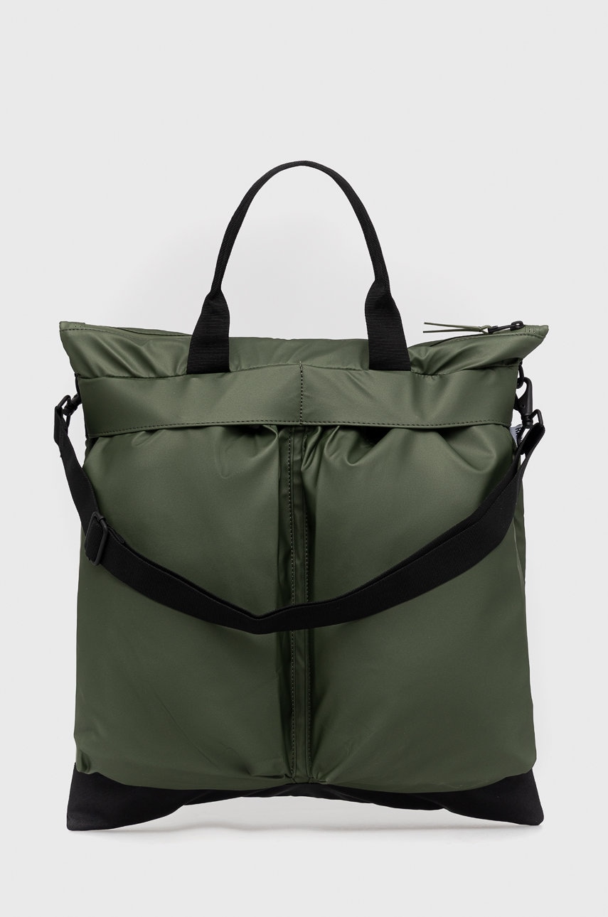 Rains geanta 13880 helmet bag culoarea verde