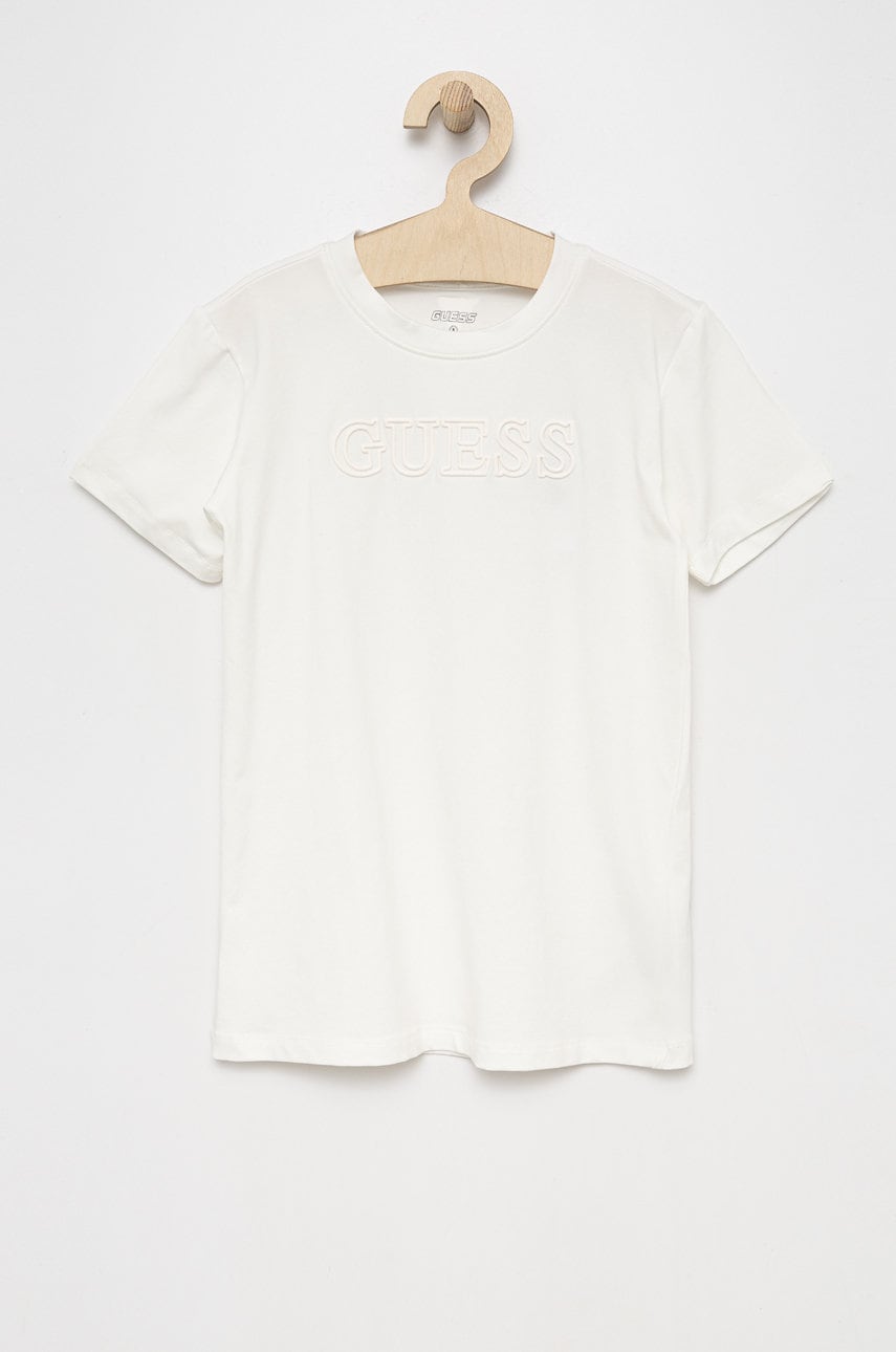 

Дитяча футболка Guess колір білий з аплікацією