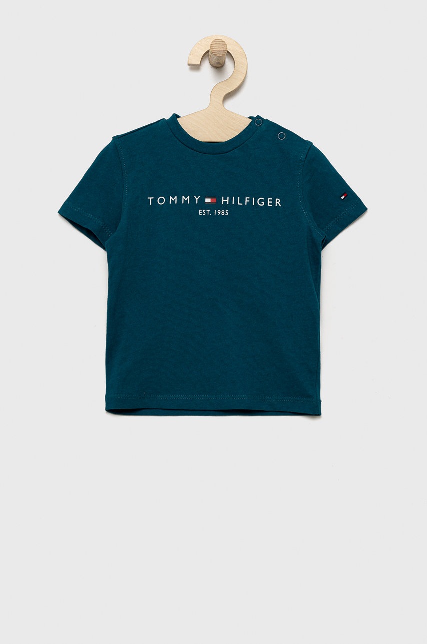 

Детска памучна тениска Tommy Hilfiger в тюркоазено с принт, Тюркоазен