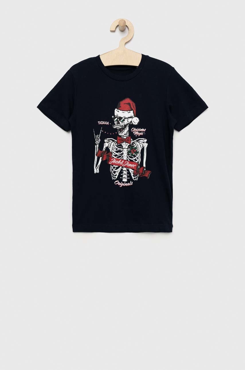 

Дитяча бавовняна футболка Jack & Jones колір синій з принтом