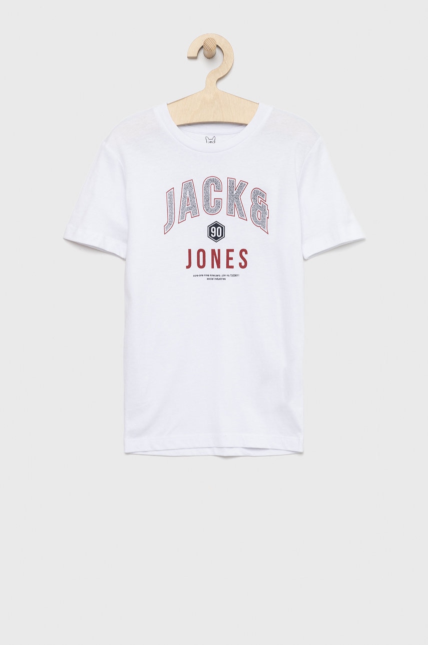Jack & jones tricou de bumbac pentru copii culoarea alb, neted