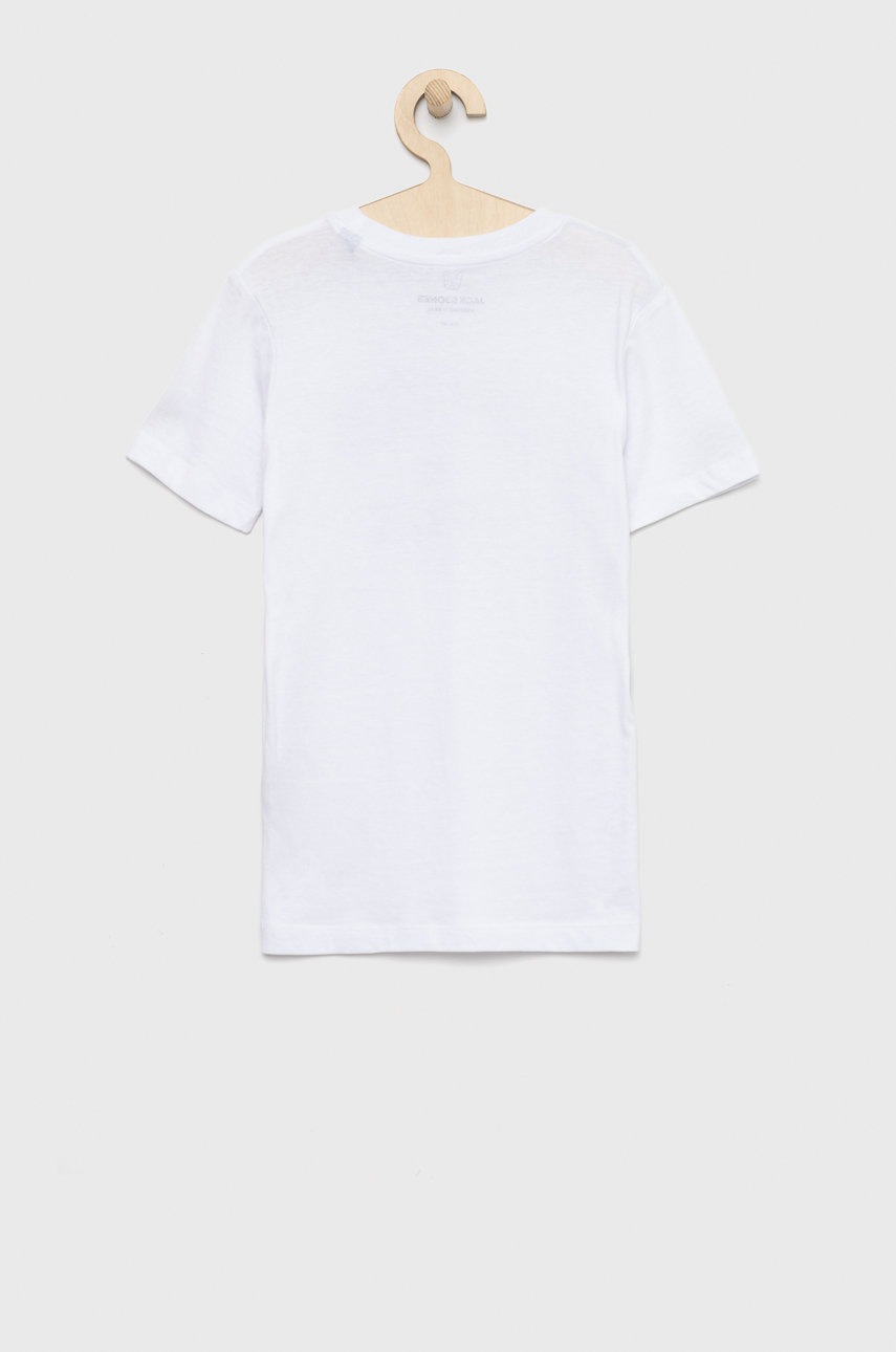 

Дитяча бавовняна футболка Jack & Jones колір білий однотонний