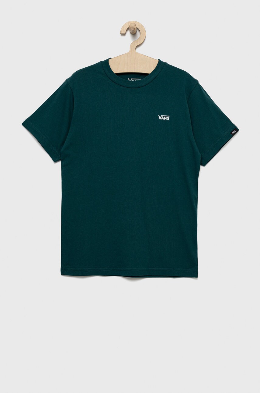 Vans tricou de bumbac pentru copii culoarea verde, neted