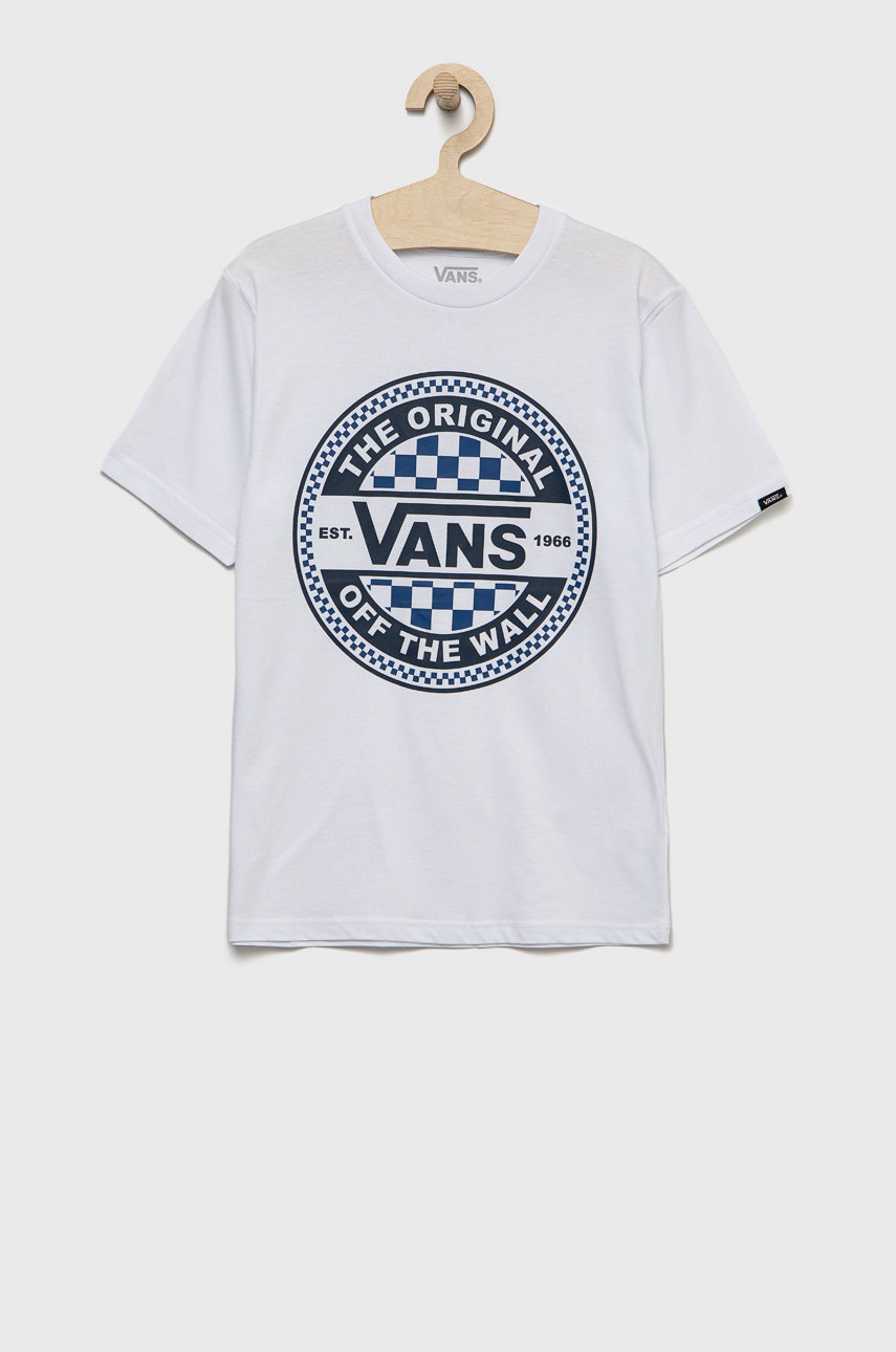 

Детска памучна тениска Vans в бяло с принт, Бял