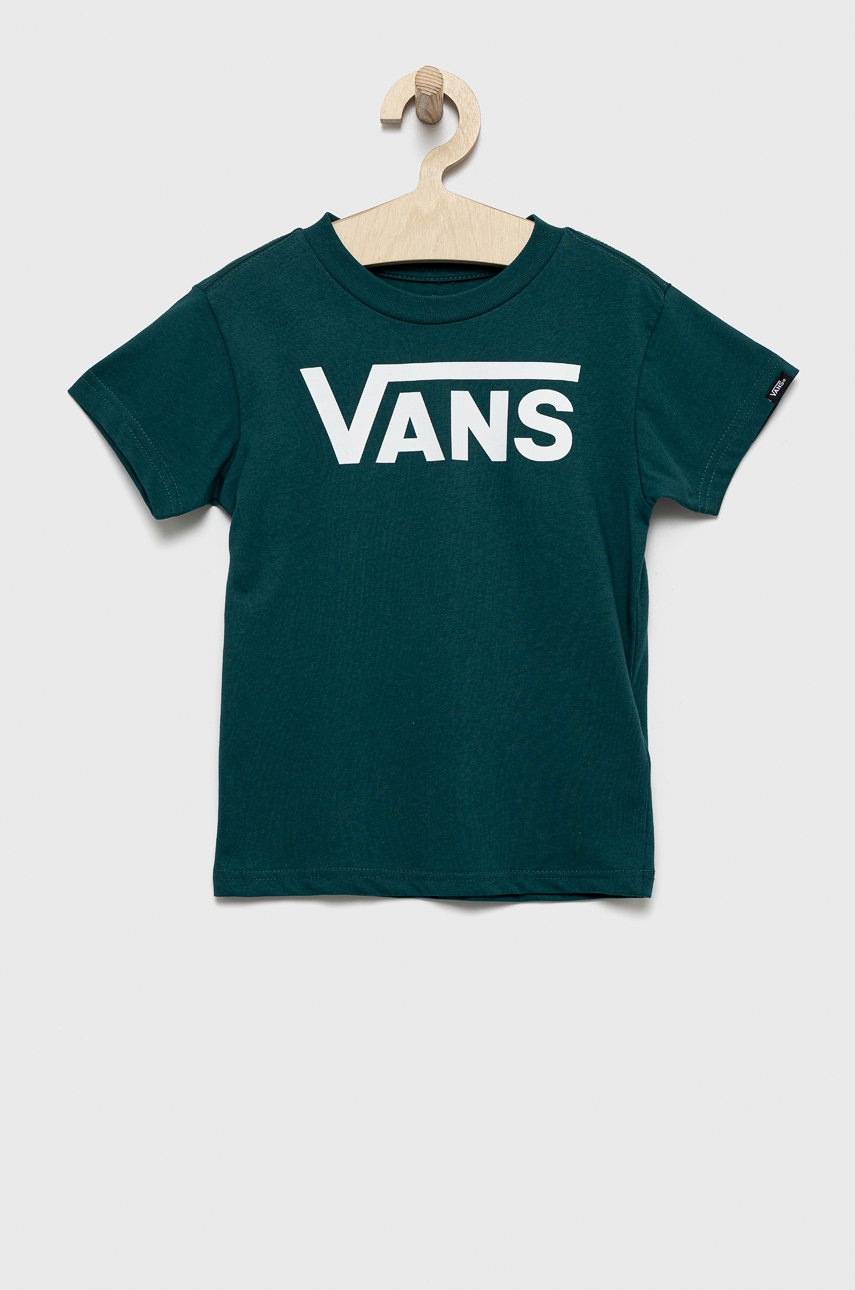 

Детска памучна тениска Vans в зелено с принт, Зелен