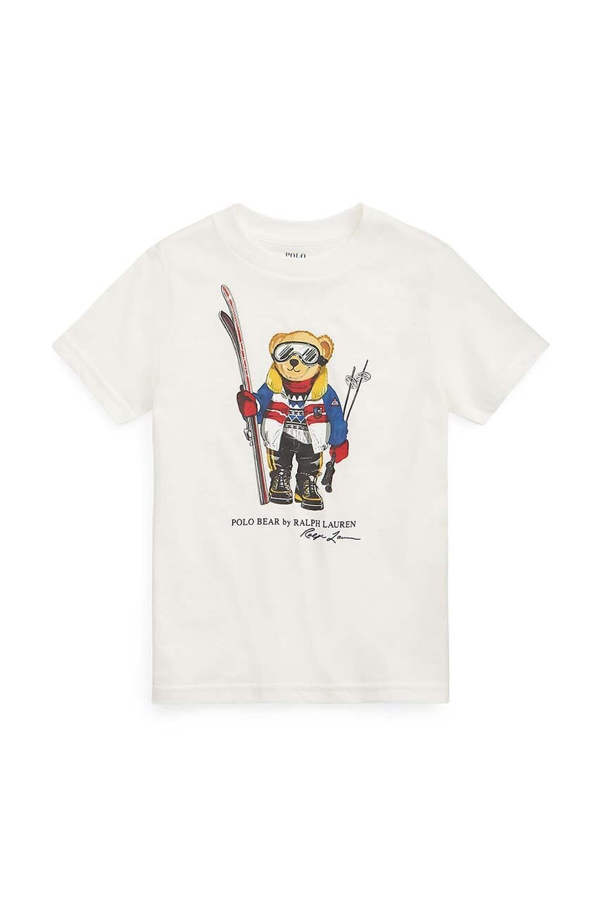 

Дитяча бавовняна футболка Polo Ralph Lauren колір білий з принтом
