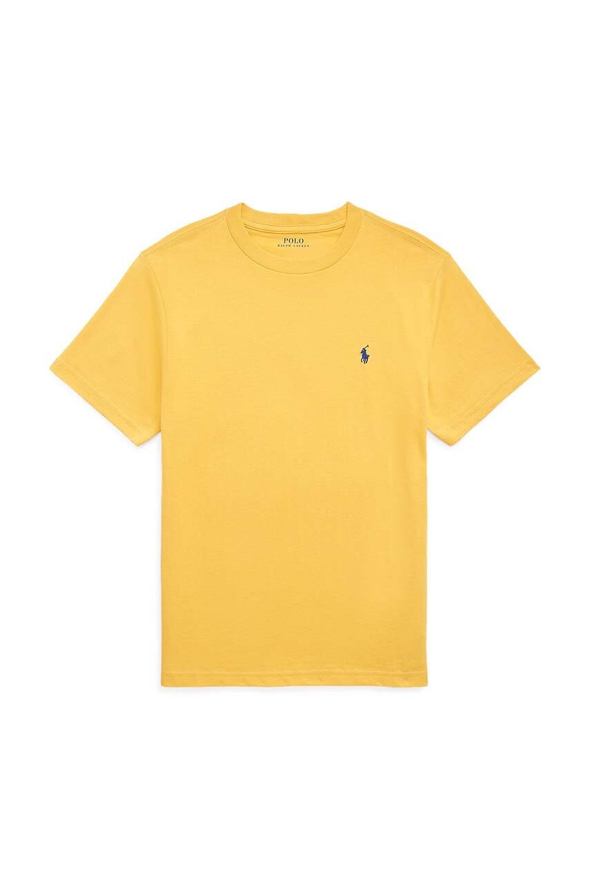 

Дитяча бавовняна футболка Polo Ralph Lauren колір жовтий однотонний