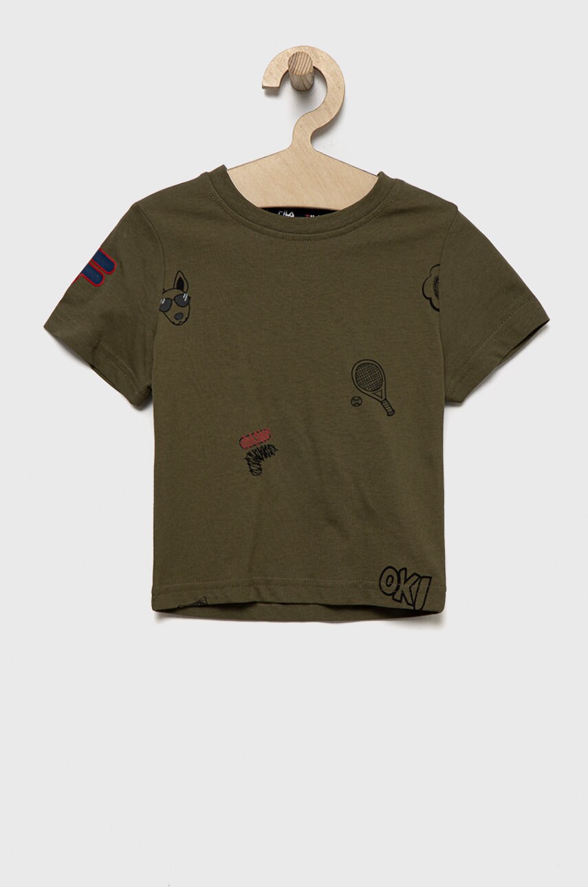 Fila tricou de bumbac pentru copii culoarea verde, modelator