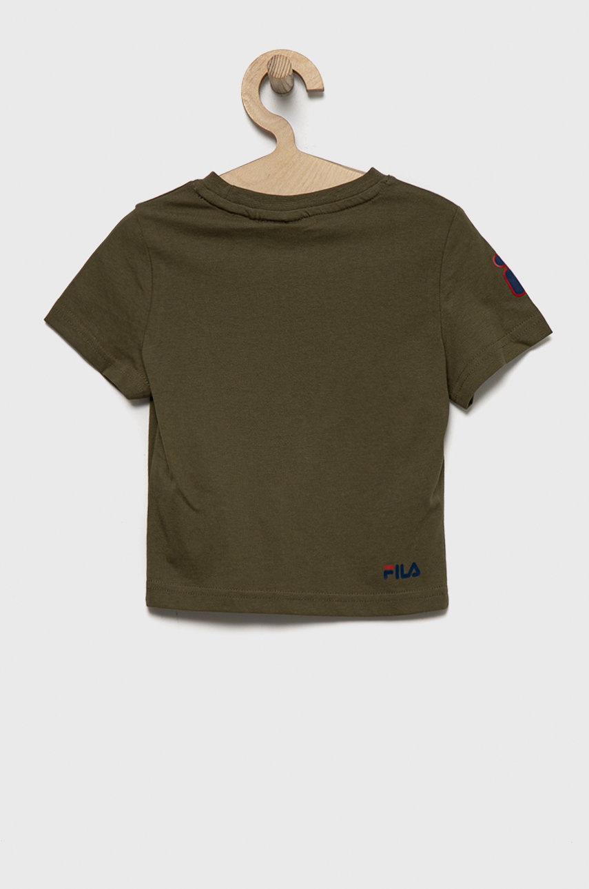 

Детская хлопковая футболка Fila цвет зелёный узорный