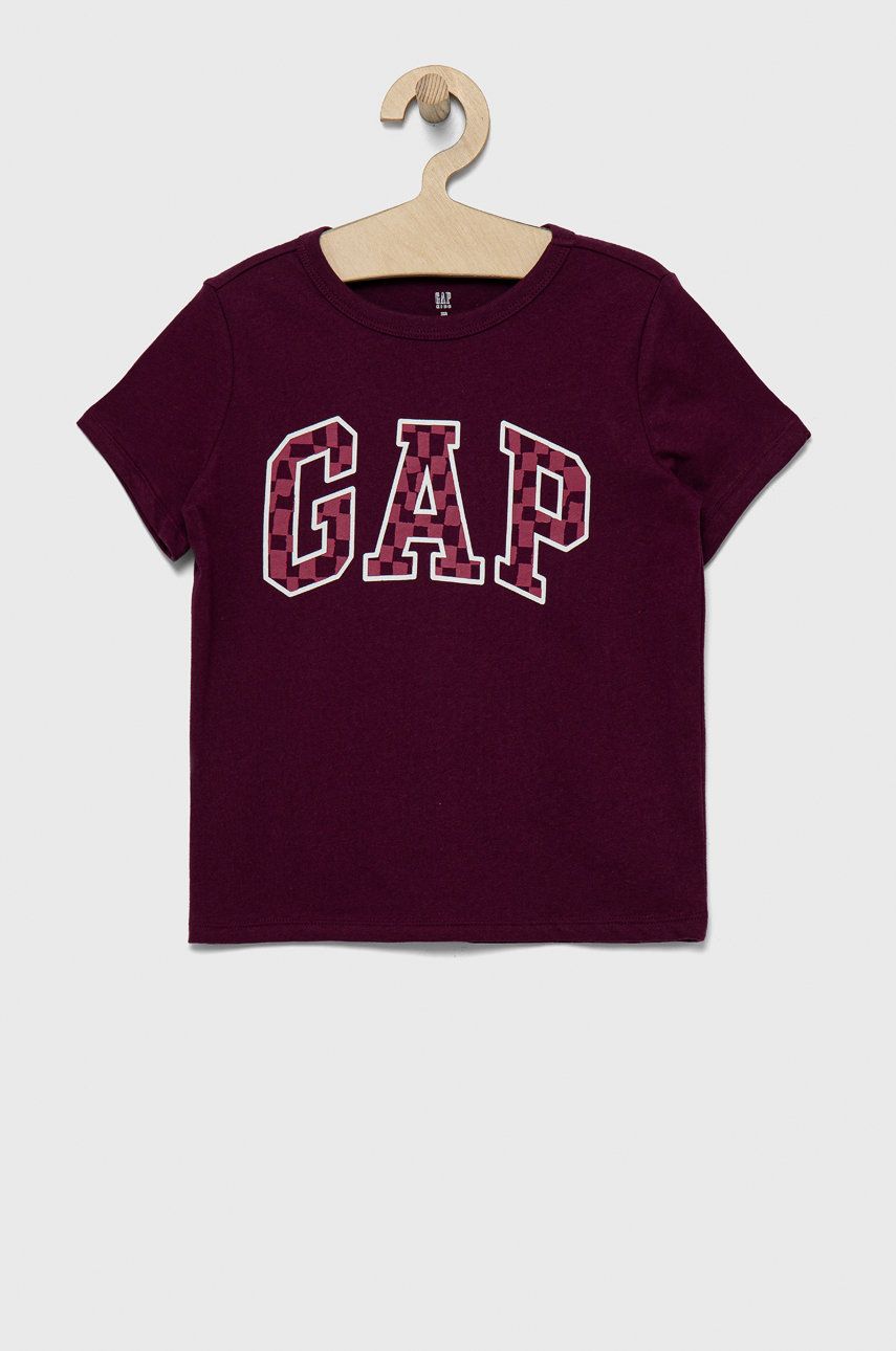 E-shop Dětské bavlněné tričko GAP fialová barva, s potiskem
