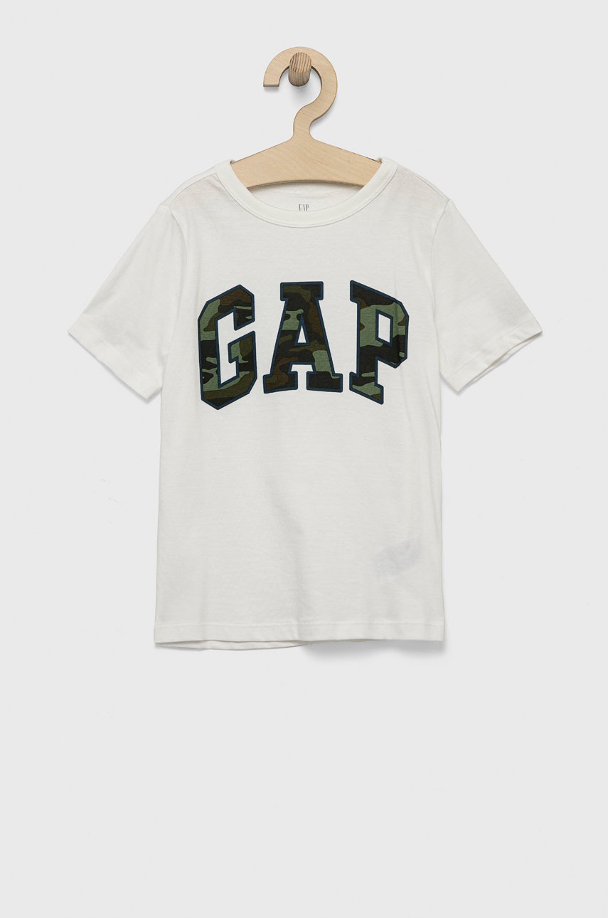 

Детска памучна тениска GAP в бяло с принт, Бял