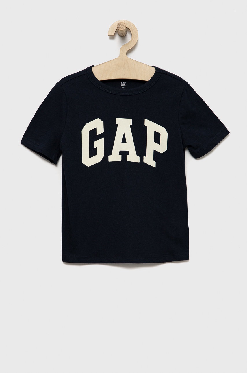 

Детска памучна тениска GAP в тъмносиньо с принт, Тъмносин