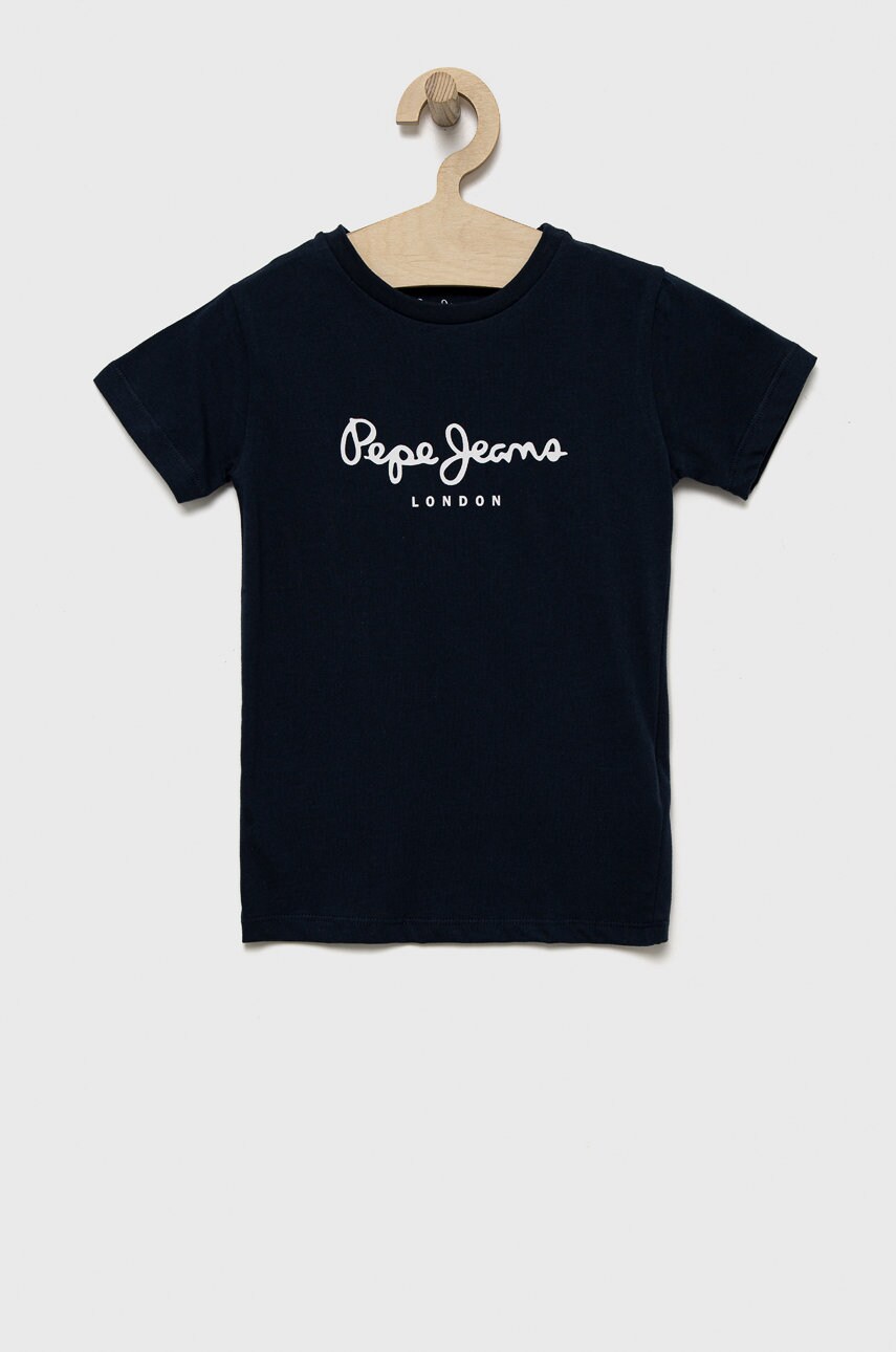 

Дитяча бавовняна футболка Pepe Jeans колір синій з принтом