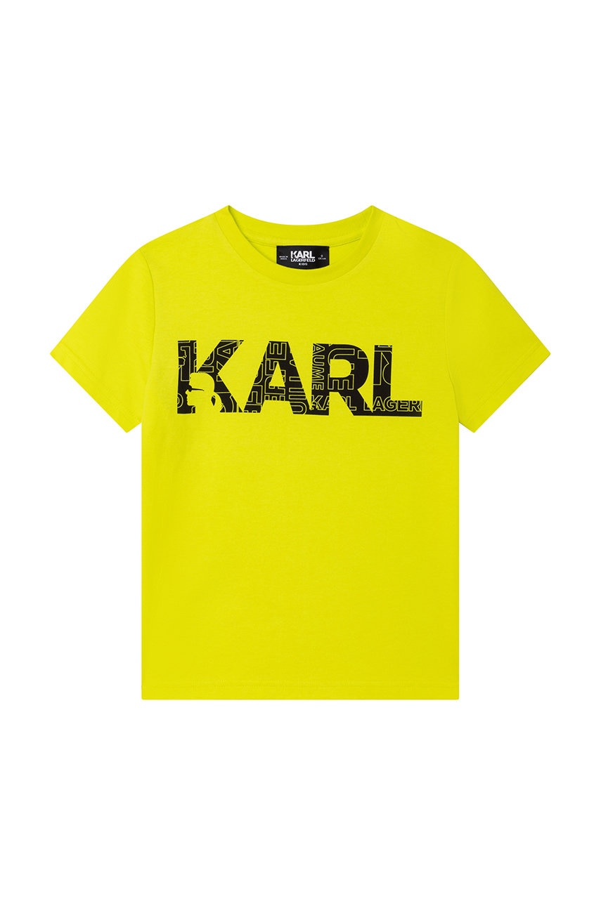 Karl Lagerfeld tricou de bumbac pentru copii culoarea verde, cu imprimeu