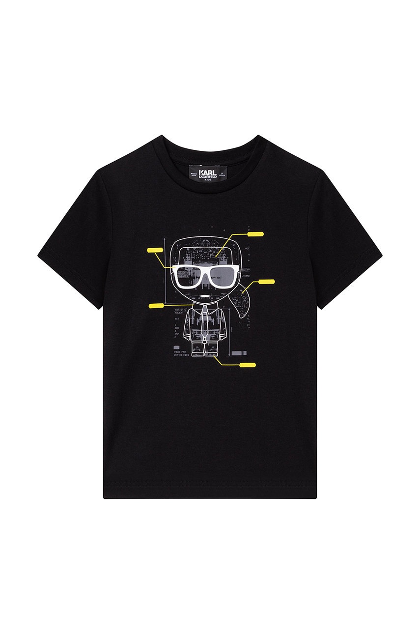 

Дитяча бавовняна футболка Karl Lagerfeld колір чорний з принтом
