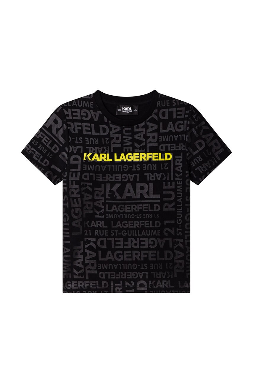 

Детска памучна тениска Karl Lagerfeld в черно с десен, Черен