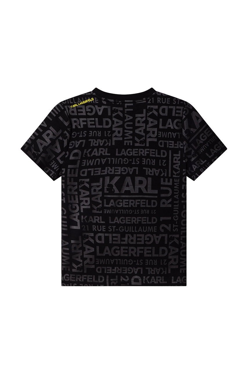 

Детская хлопковая футболка Karl Lagerfeld цвет чёрный узорный