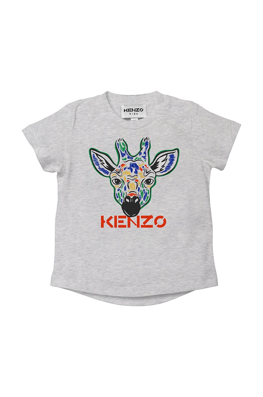 

Дитяча бавовняна футболка Kenzo Kids колір сірий з принтом