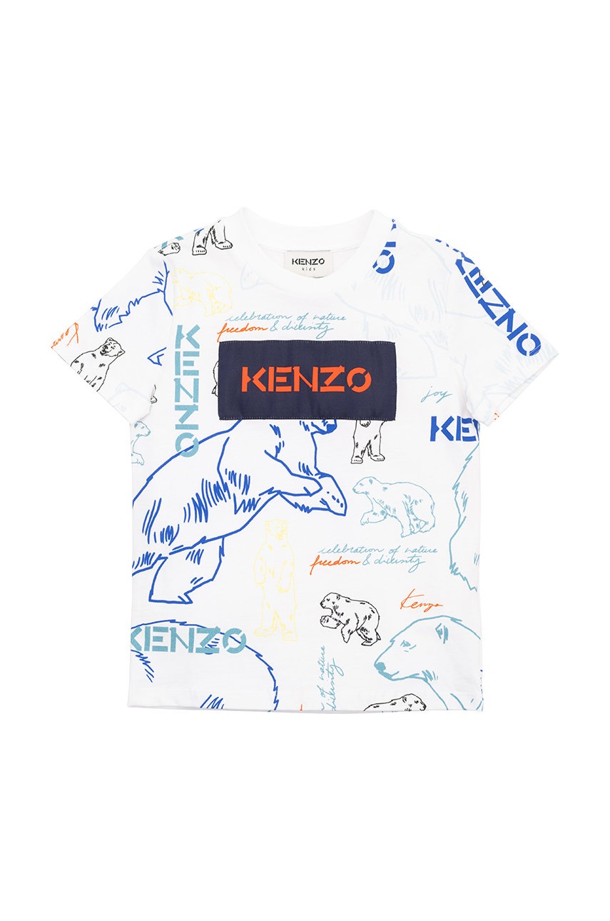 

Детска тениска Kenzo Kids в бяло с десен, Бял