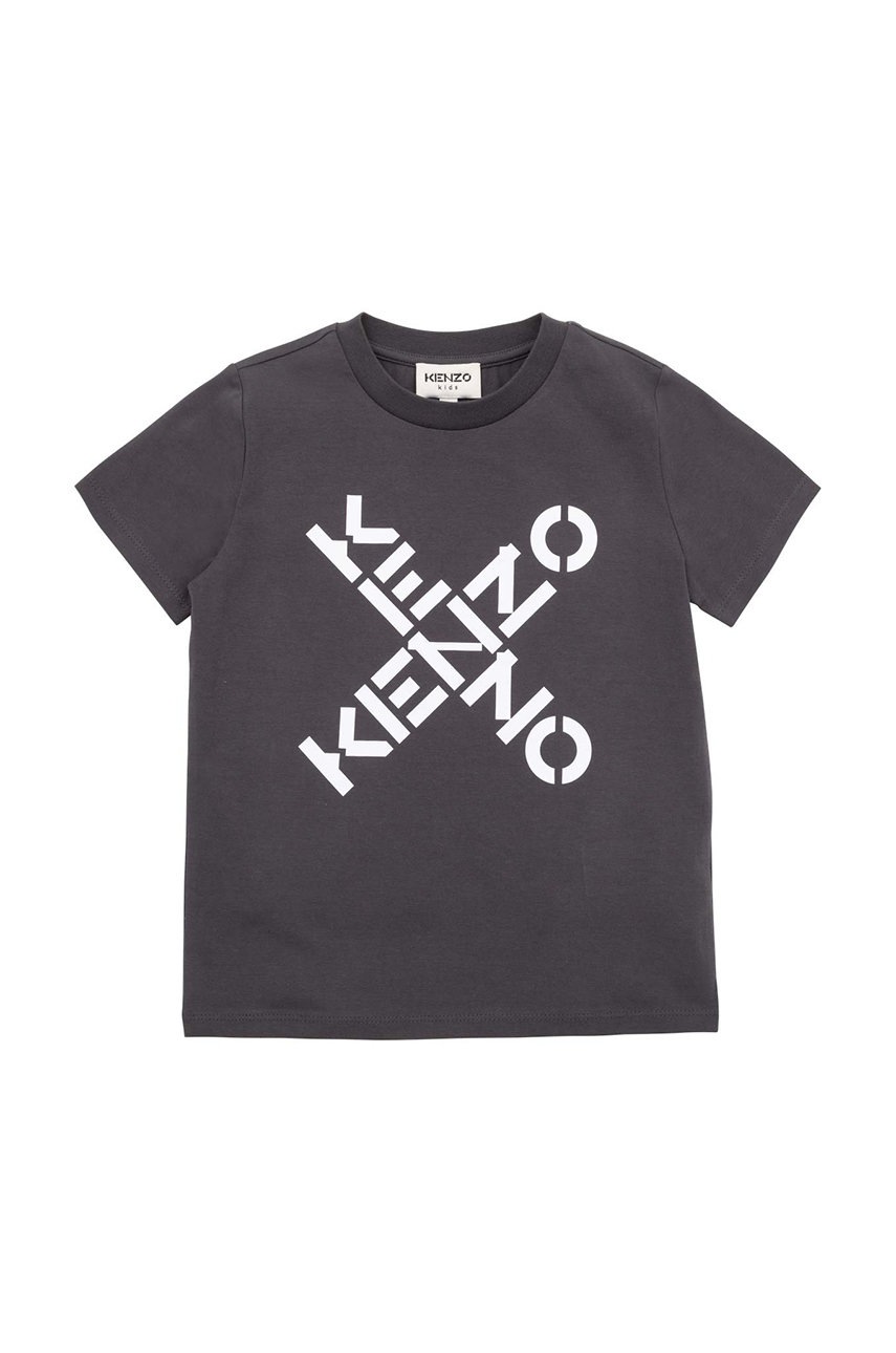

Дитяча бавовняна футболка Kenzo Kids колір сірий з принтом