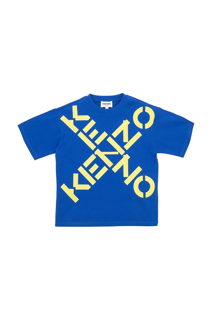 

Детска памучна тениска Kenzo Kids в тъмносиньо с принт, Тъмносин